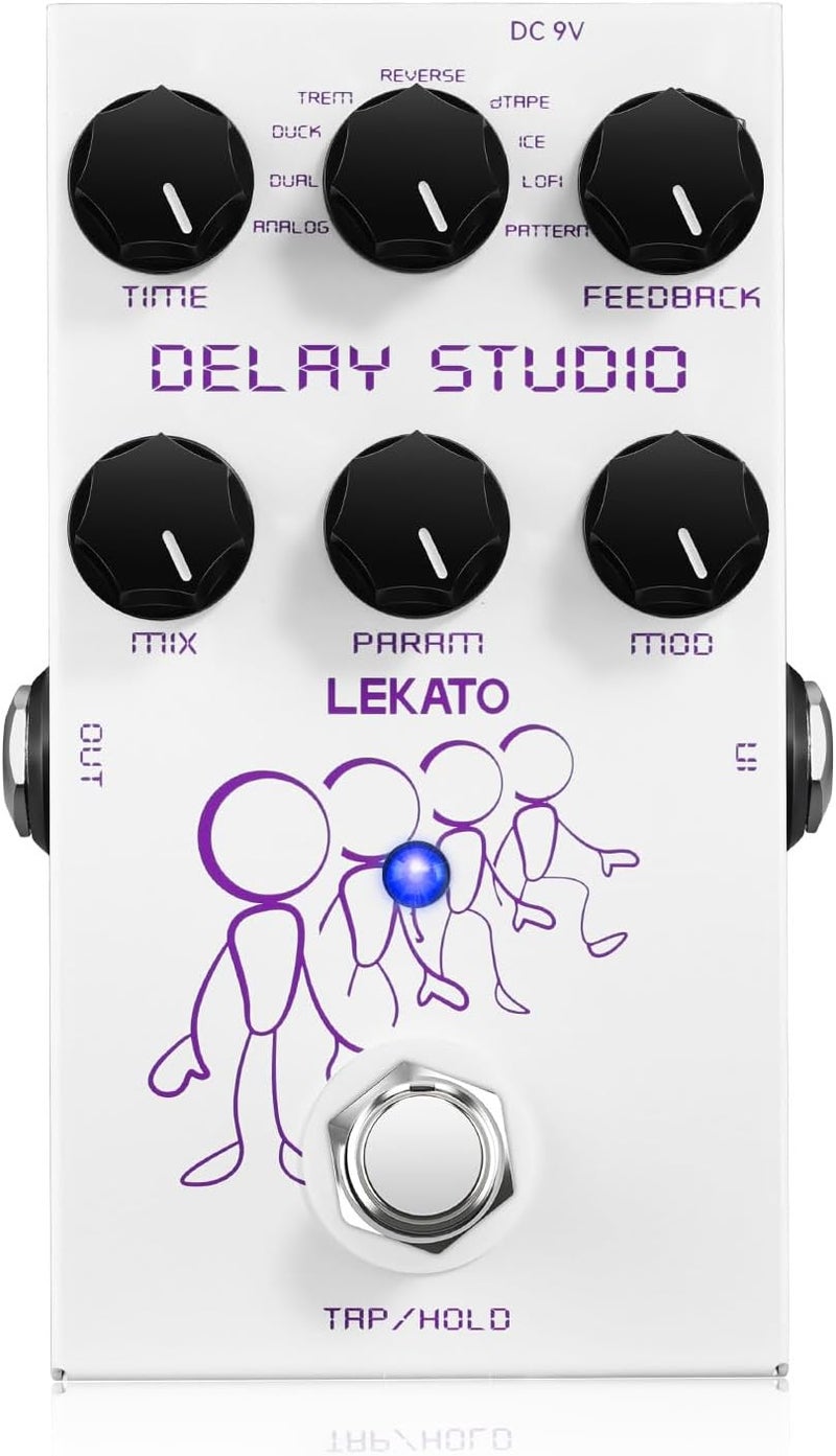 LEKATO Delay Digital Guitar Effect Pedal with Tape Temps, LoFi, dTAP, Reverse Delay Pedal with Hardware Bypass for Electric Guitar (EP-04) - Image 1
